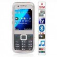 Celular Mini E71 c/ TV Bluetooth 4 Chips Quadriband - Preto/Branco/Prata/Azul/Vermelho/Rosa/Roxo/Verde/Amarelo